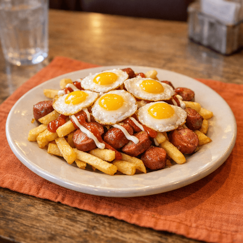 Salchipapas con Huevos de Codorniz